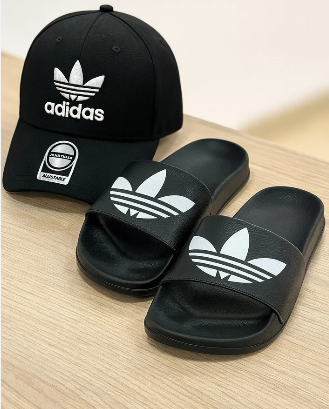 SANDALIAS ADIDAS + GORRA IMPORTADA + CAJA